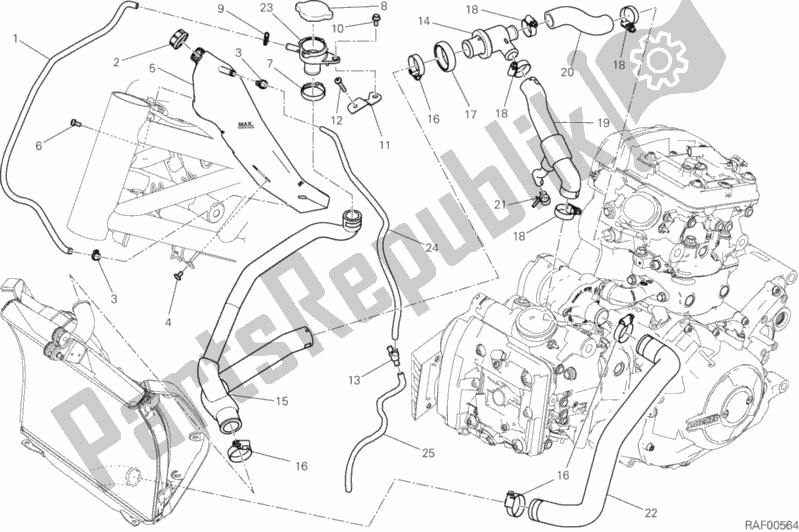 All parts for the Cooling Circuit of the Ducati Diavel Xdiavel S USA 1260 2018